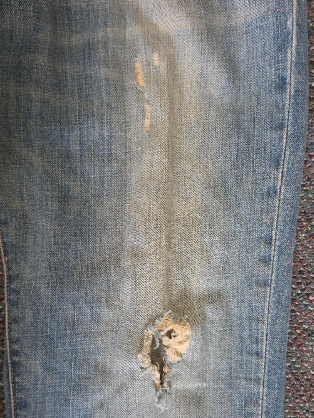 Vintage Y2K Abercrombie & Fitch Distressed Light Blue Straight-Leg Jeans Size 34 - Picture 3 of 14
